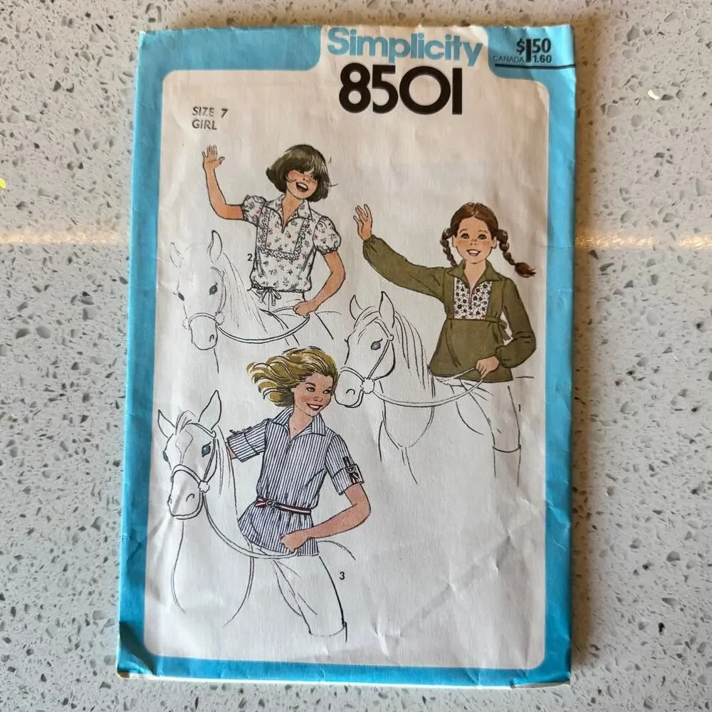 Vintage 1970s Simplicity 8501 Sewing Pattern Juniors Size S Set of Tops COMPLETE